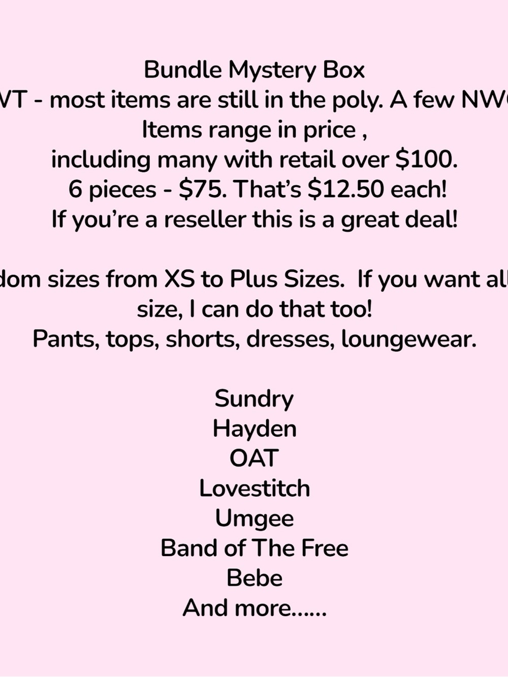 Bundle Mystery Box - Mixed Brands and Sizes or Pick Your Size